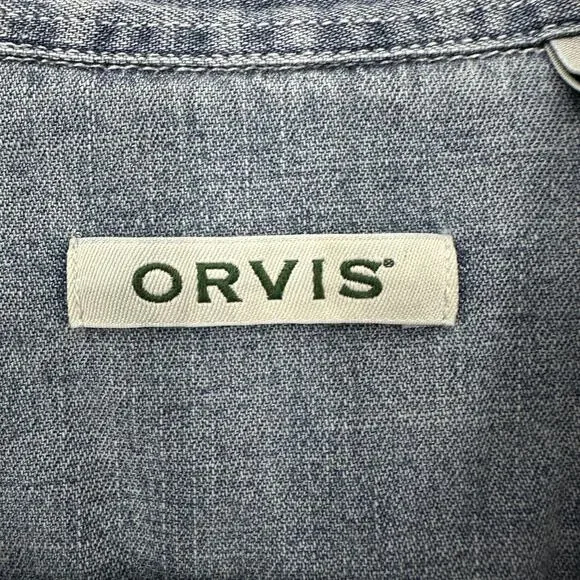 Orvis Shirt Womens Large Blue Denim Floral Embroidered Button Down Long Sleeve - Picture 7 of 12